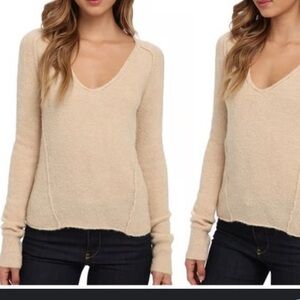 Free People V-Neck Sweater - Camel Color. 40% alpaca size Large